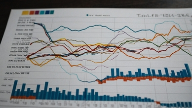 Gráfico de tendências de preços de carros.